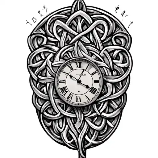 Celtic trinity knot clock face tattoo design idea