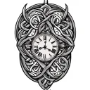 Celtic trinity knot clock face tattoo design idea