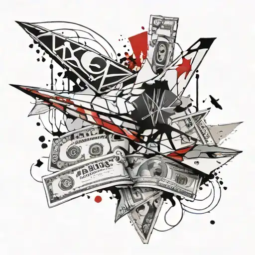 paper plane "money is not the key to wealth" tattoo design idea