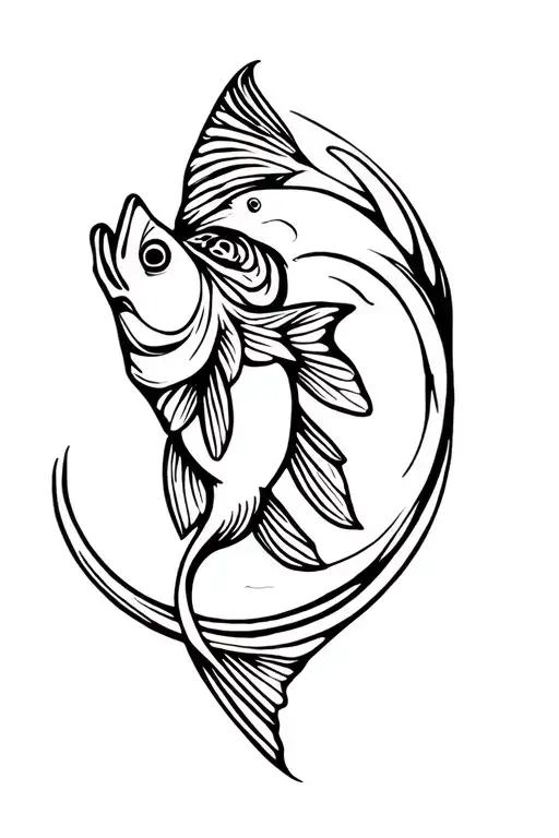 dear and walleye fish tattoo design idea