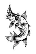 dear and walleye fish tattoo design idea