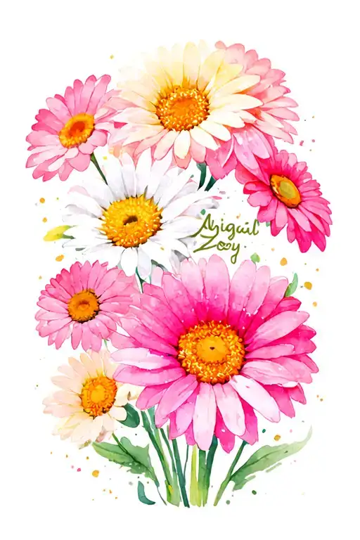"Abigail Zoey" gerbera daisy flowers tattoo design idea