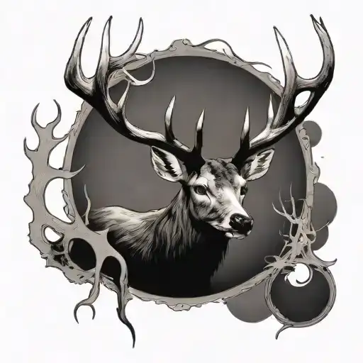 Noschipouse deer antlers tattoo design idea