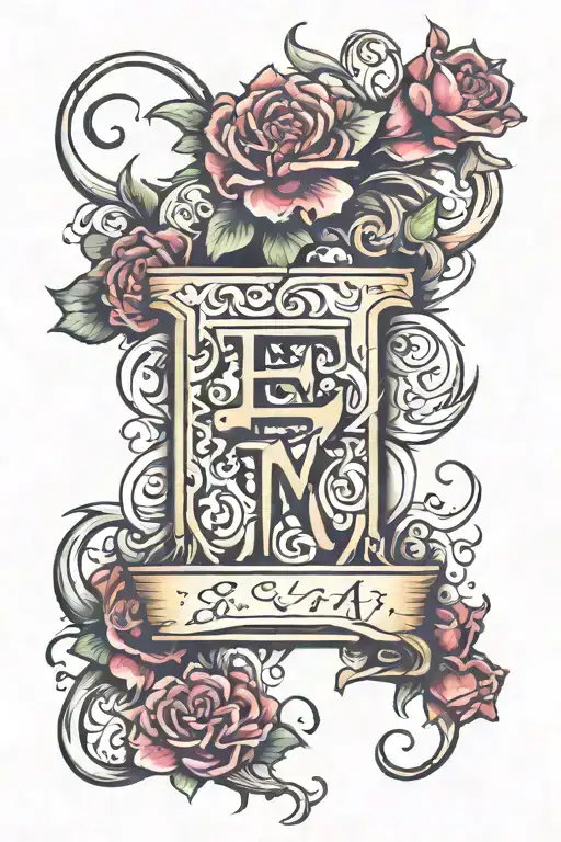 letters E,M,Y,W,R tattoo design idea