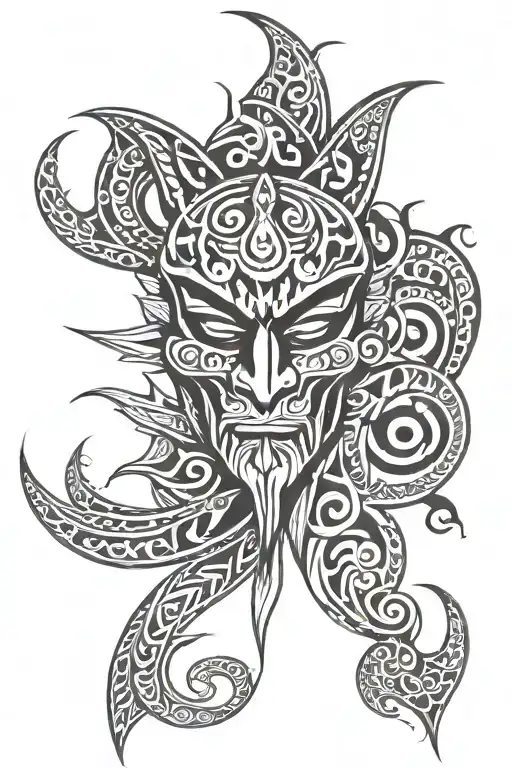 villain, tribal pattern tattoo design idea