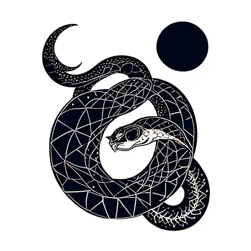 two snake with moon and sun  tattoo design idea
