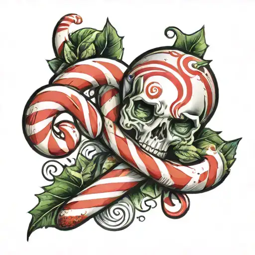 Candy cane tattoo design idea