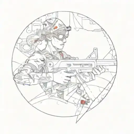 a cartoon character with a gun tattoo design idea