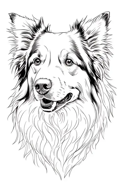border collie portrait tattoo design idea
