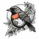 robin bird with globe inside tattoo design idea