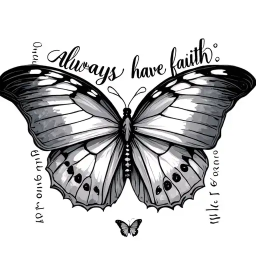 always have faith sentences joined together with small butterfly at the end  tattoo design idea
