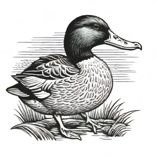 mallard duck standing tattoo design idea