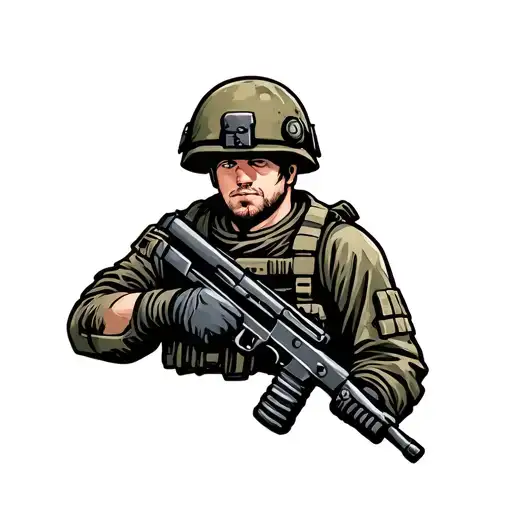 cartoon soldier tattoo design idea