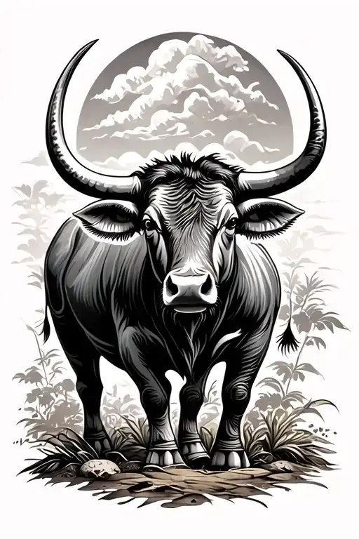 Traditional Carabao tattoo design idea