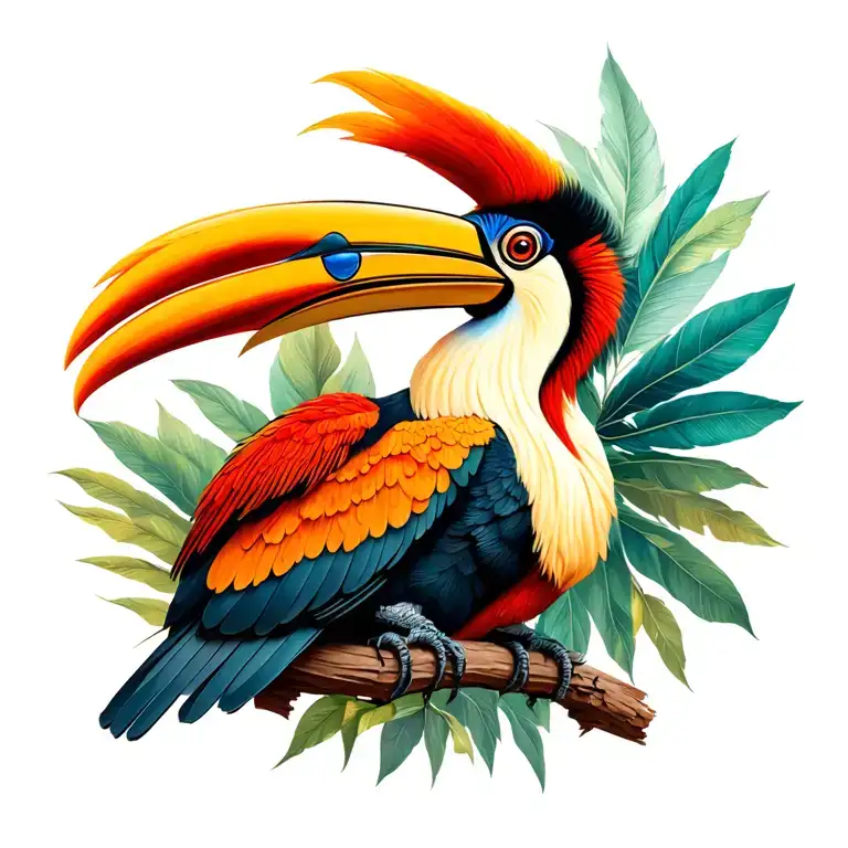 female hornbill tattoo design idea