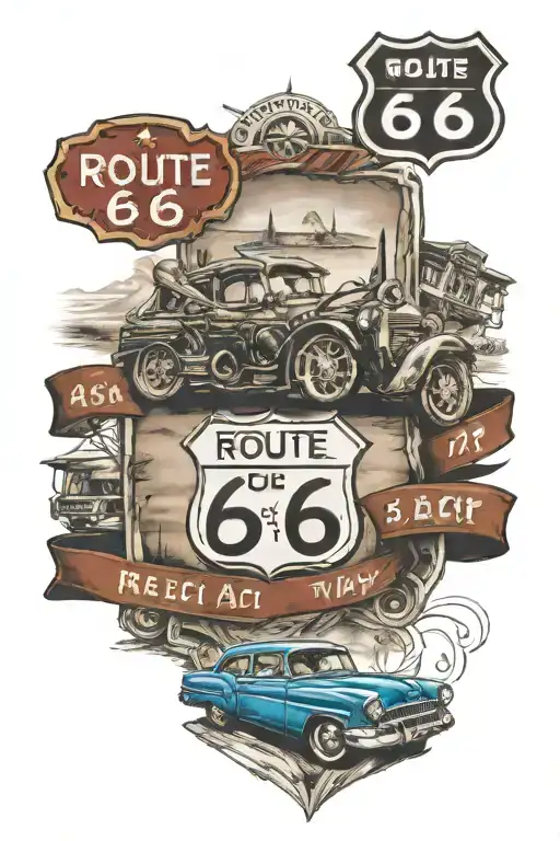 route 66 road trip tattoo design idea