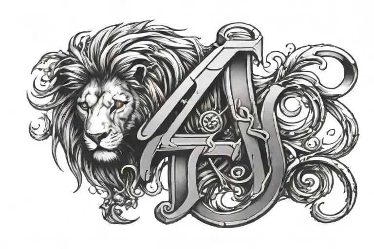 Lion with letter J Scott Campbell tattoo design idea