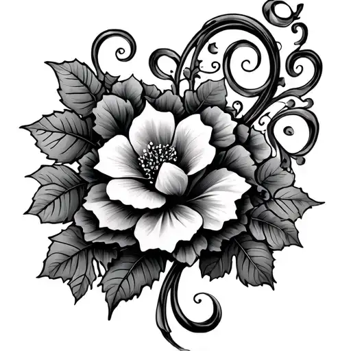 Floral tendril with ivy tattoo design idea