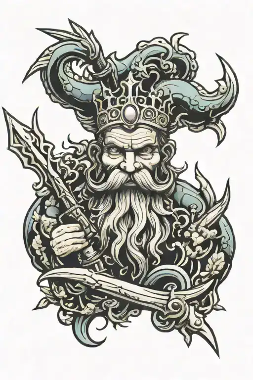 King Neptune's Trident tattoo design idea
