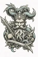 King Neptune's Trident tattoo design idea