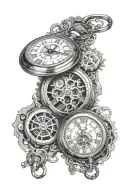 steampunk pocket watch tattoo design idea