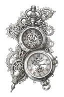 steampunk pocket watch tattoo design idea