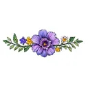 chrysanthemum, violet, primrose, morning glory and aster flower heads on a single vine tattoo design idea