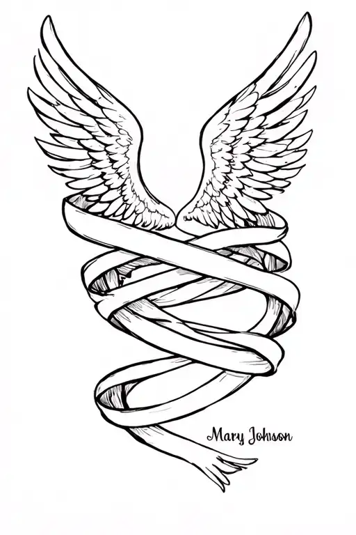 "Mary Johnson" wings wrapped tattoo design idea