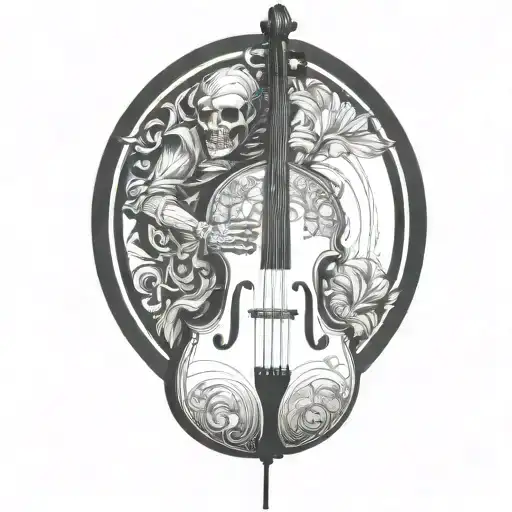 death holding an upright bass tattoo design idea