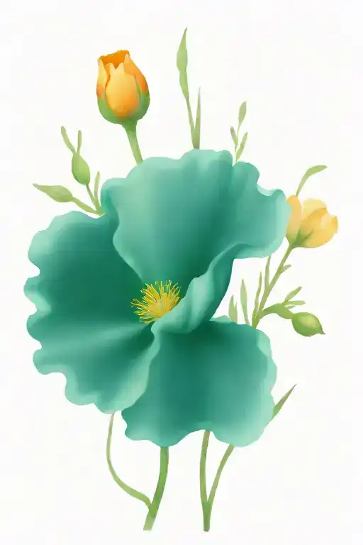 California poppy and peonie flowers tattoo design idea