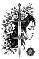 Mulan's sword piercing her Flower Comb tattoo design idea
