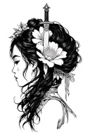 Mulan's sword piercing her Flower Comb tattoo design idea