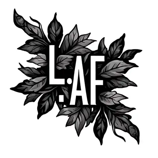 "L.E.A.A.F" kids initial L E A A F in leafs,vines, woodlands for fore arm tattoo design idea