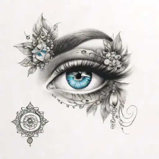 gypsy eye with gems tattoo design idea