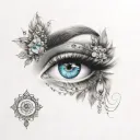 gypsy eye with gems tattoo design idea
