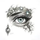 gypsy eye with gems tattoo design idea