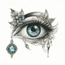 gypsy eye with gems tattoo design idea