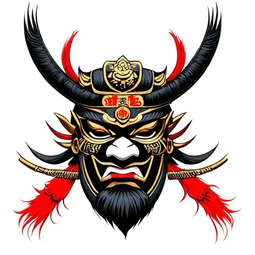 Japanese samurai mask tattoo design idea