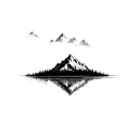 mountain and lake scene tattoo design idea