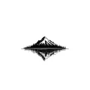 mountain and lake scene tattoo design idea