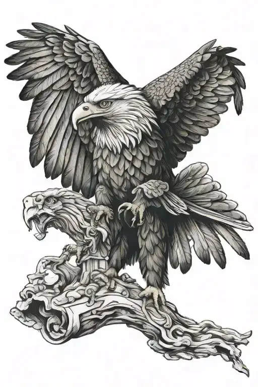 Eagle and a greek soldier tattoo design idea