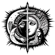 Pectograms, along with angels and the moon and the sun with the Cross and the eyes and God and the Crusaders tattoo design idea