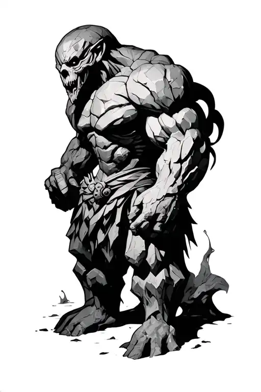 stone golem 9 stones tattoo design idea