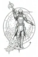 blood knight, sword in hand holding, moon phases tattoo design idea
