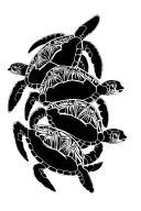 polynesian whaea surrounded by baby turtles swimming together tattoo design idea