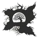tree of life branches and roots merge out to celtic dragons tattoo design idea