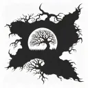 tree of life branches and roots merge out to celtic dragons tattoo design idea