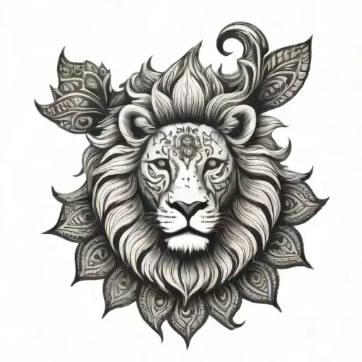 mandala lion tattoo design idea