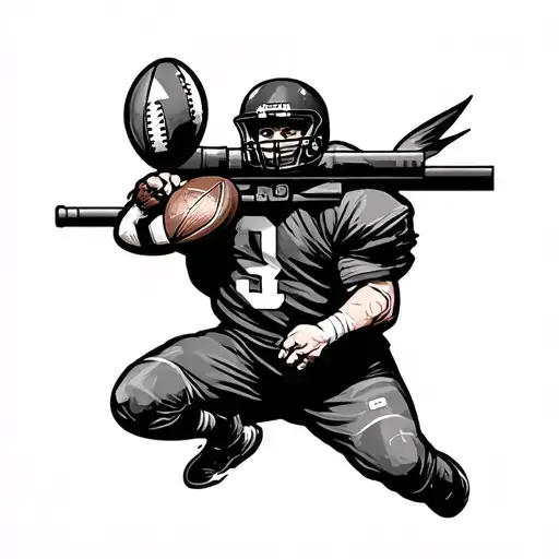 hunter, scope, rugby ball tattoo design idea
