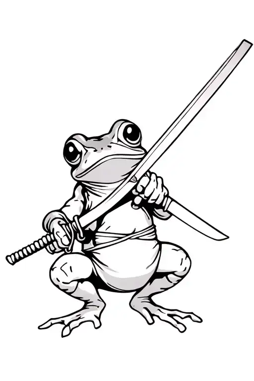 ninja frog holding katana sword tattoo design idea
